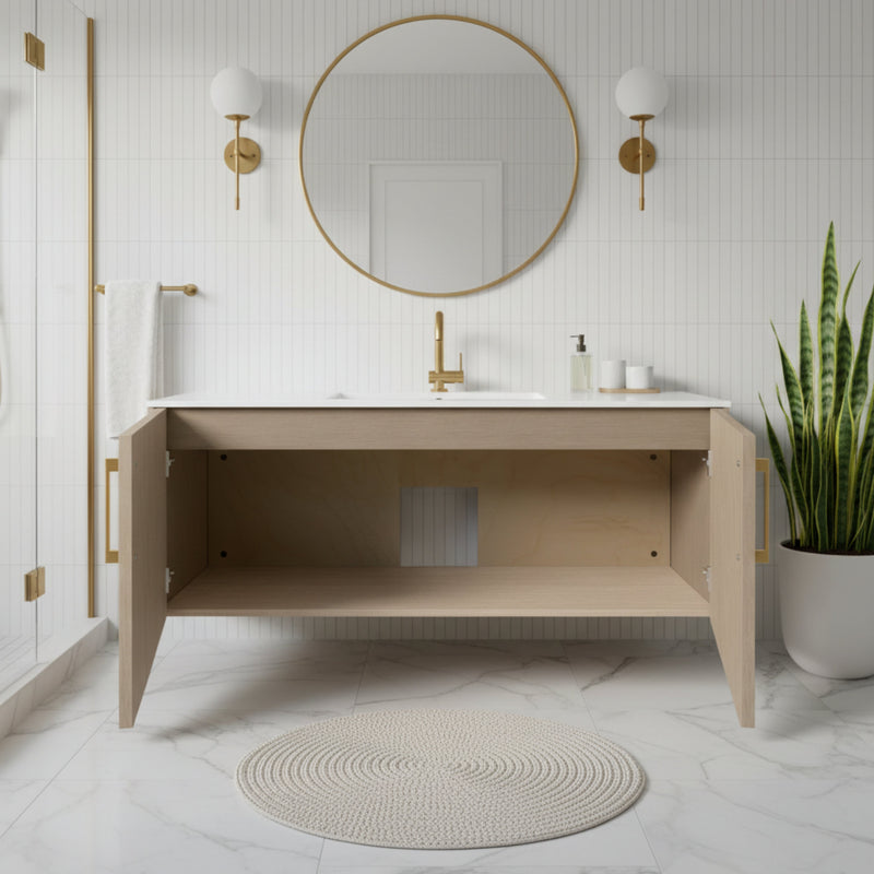 Cutler FV BK FLAVIA48 Bekka 48" Wall Mount Single Sink Cultured Marble Top Modern Bathroom Vanity - Flavia