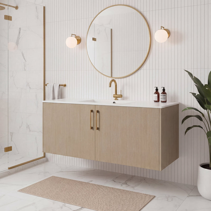 Cutler FV BK FLAVIA48 Bekka 48" Wall Mount Single Sink Cultured Marble Top Modern Bathroom Vanity - Flavia