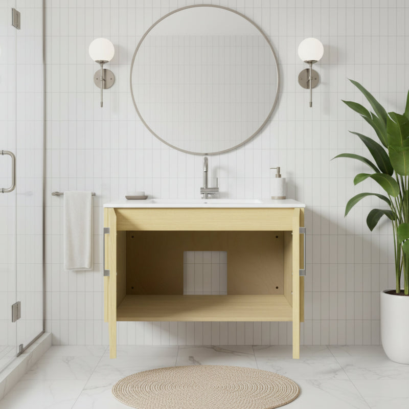 Cutler FV BK LAGO30 Bekka 30" Wall Mount Single Sink Cultured Marble Top Modern Bathroom Vanity - Lago