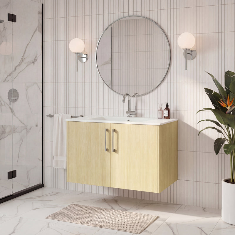 Cutler FV BK LAGO30 Bekka 30" Wall Mount Single Sink Cultured Marble Top Modern Bathroom Vanity - Lago