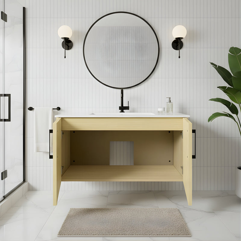 Cutler FV BK LAGO36 Bekka 36" Wall Mount Single Sink Cultured Marble Top Modern Bathroom Vanity - Lago