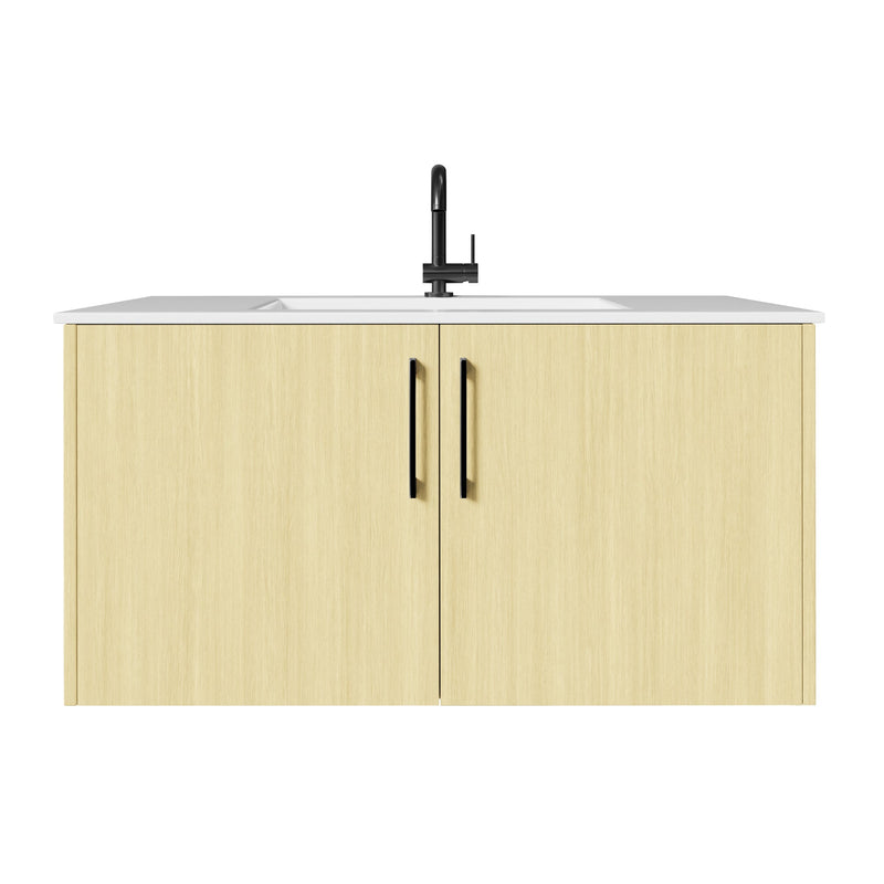 Cutler FV BK LAGO36 Bekka 36" Wall Mount Single Sink Cultured Marble Top Modern Bathroom Vanity - Lago