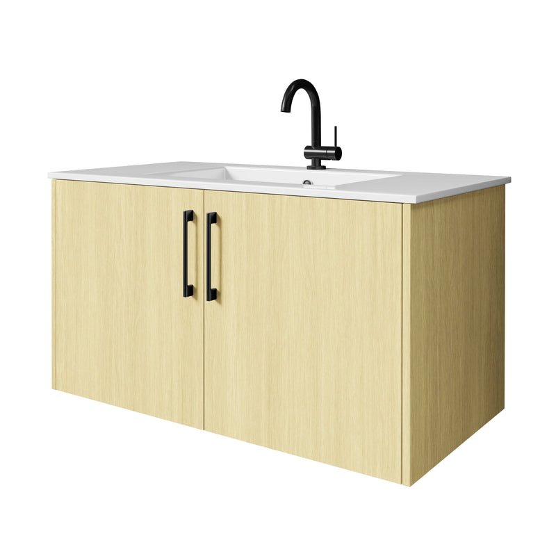 Cutler FV BK LAGO36 Bekka 36" Wall Mount Single Sink Cultured Marble Top Modern Bathroom Vanity - Lago