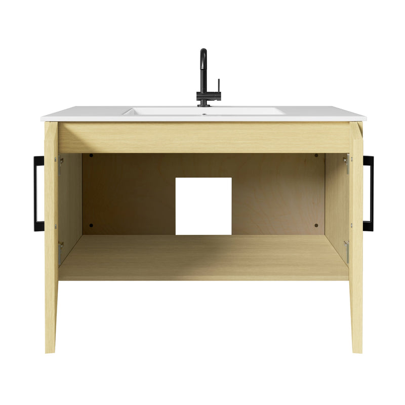 Cutler FV BK LAGO36 Bekka 36" Wall Mount Single Sink Cultured Marble Top Modern Bathroom Vanity - Lago