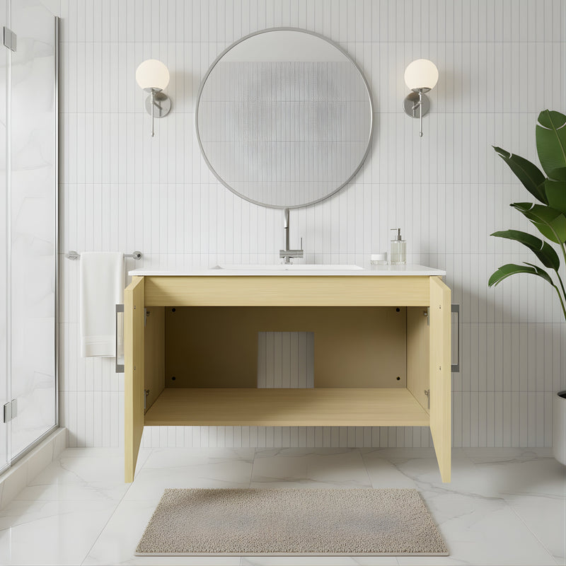 Cutler FV BK LAGO36 Bekka 36" Wall Mount Single Sink Cultured Marble Top Modern Bathroom Vanity - Lago