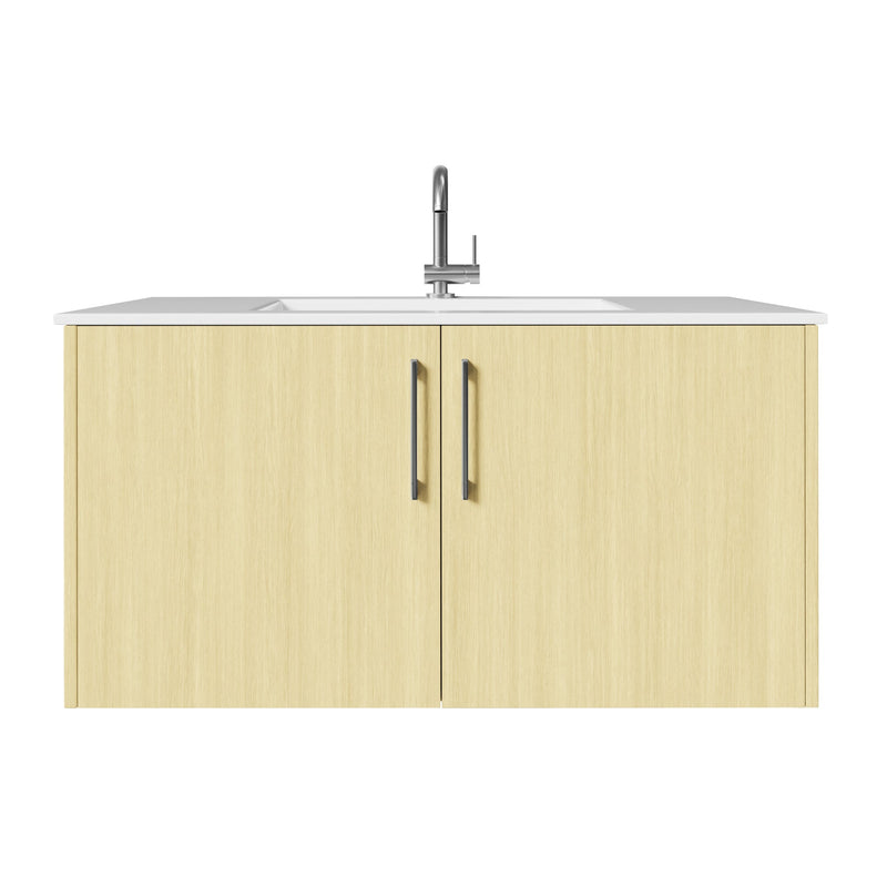 Cutler FV BK LAGO36 Bekka 36" Wall Mount Single Sink Cultured Marble Top Modern Bathroom Vanity - Lago