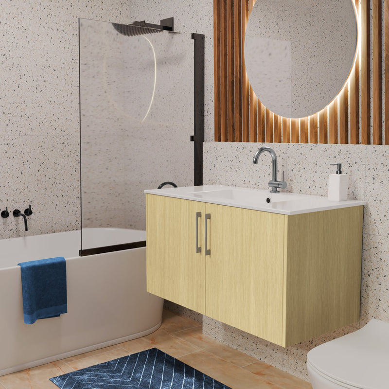 Cutler FV BK LAGO36 Bekka 36" Wall Mount Single Sink Cultured Marble Top Modern Bathroom Vanity - Lago
