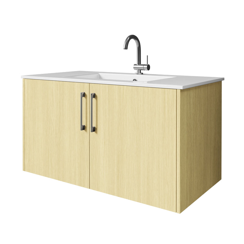 Cutler FV BK LAGO36 Bekka 36" Wall Mount Single Sink Cultured Marble Top Modern Bathroom Vanity - Lago