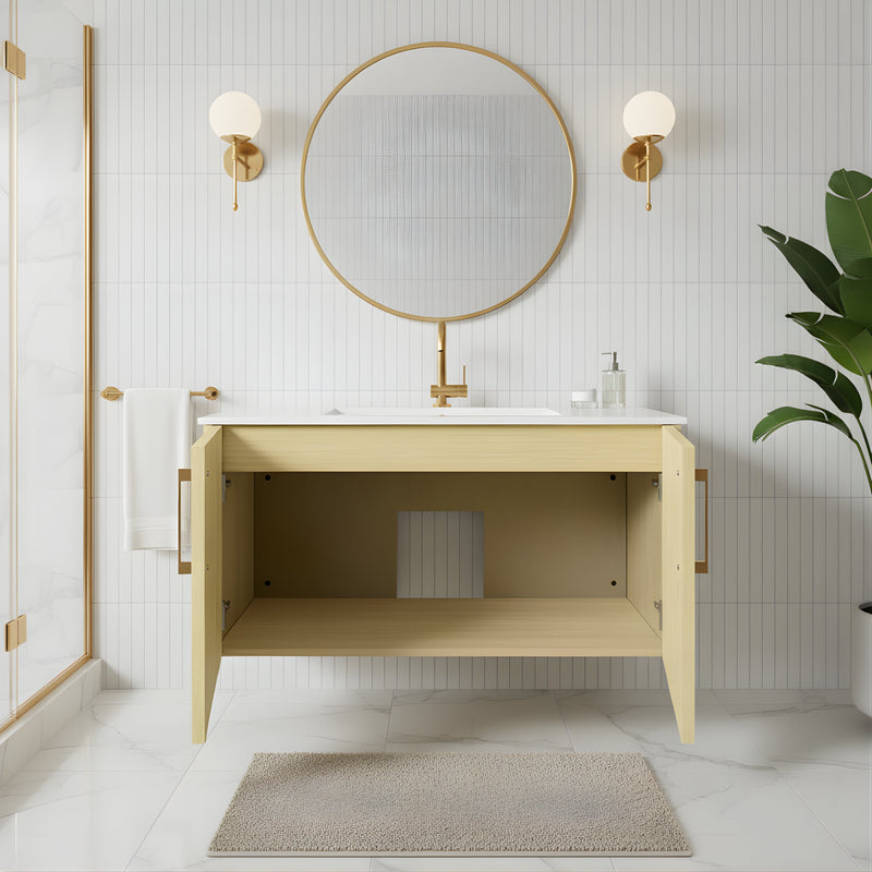 Cutler FV BK LAGO36 Bekka 36" Wall Mount Single Sink Cultured Marble Top Modern Bathroom Vanity - Lago