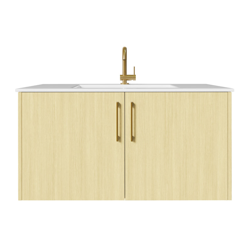 Cutler FV BK LAGO36 Bekka 36" Wall Mount Single Sink Cultured Marble Top Modern Bathroom Vanity - Lago