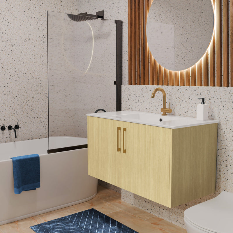 Cutler FV BK LAGO36 Bekka 36" Wall Mount Single Sink Cultured Marble Top Modern Bathroom Vanity - Lago
