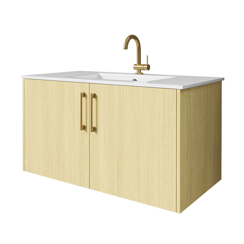 Cutler FV BK LAGO36 Bekka 36" Wall Mount Single Sink Cultured Marble Top Modern Bathroom Vanity - Lago