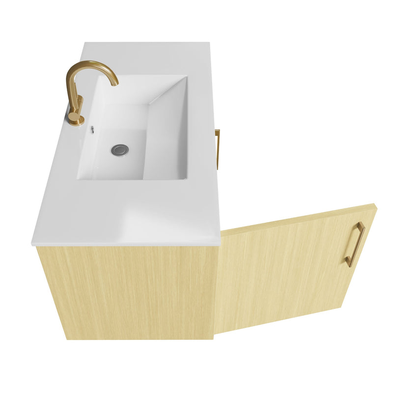 Cutler FV BK LAGO36 Bekka 36" Wall Mount Single Sink Cultured Marble Top Modern Bathroom Vanity - Lago