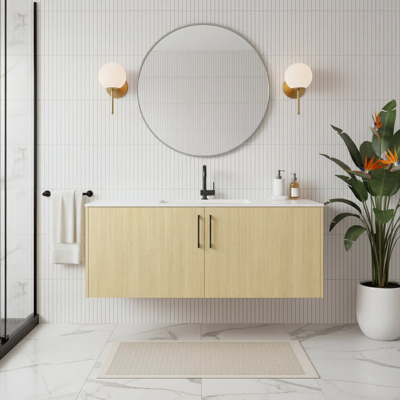 Cutler FV BK LAGO48 Bekka 48" Wall Mount Single Sink Cultured Marble Top Modern Bathroom Vanity - Lago