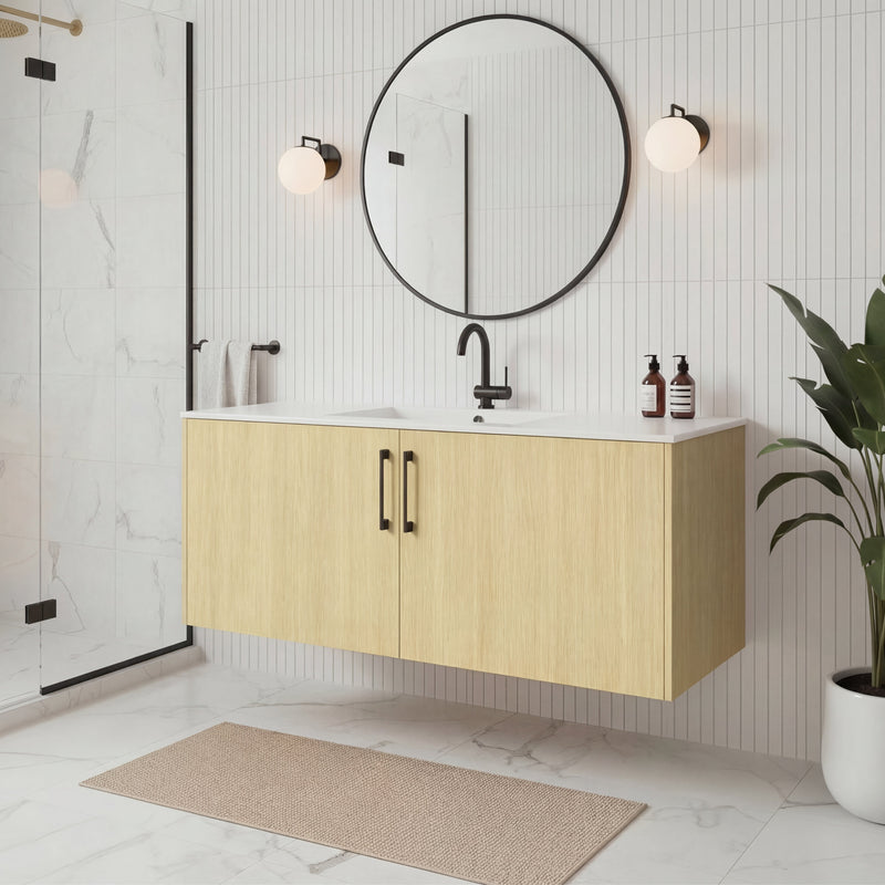 Cutler FV BK LAGO48 Bekka 48" Wall Mount Single Sink Cultured Marble Top Modern Bathroom Vanity - Lago