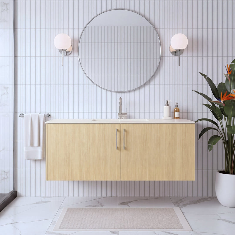 Cutler FV BK LAGO48 Bekka 48" Wall Mount Single Sink Cultured Marble Top Modern Bathroom Vanity - Lago