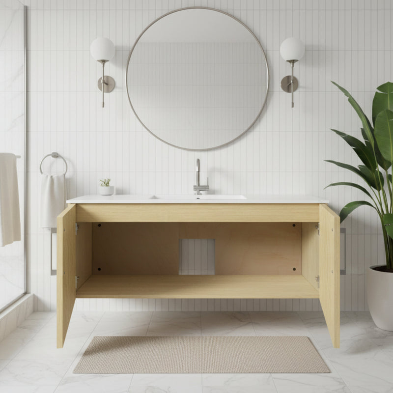 Cutler FV BK LAGO48 Bekka 48" Wall Mount Single Sink Cultured Marble Top Modern Bathroom Vanity - Lago