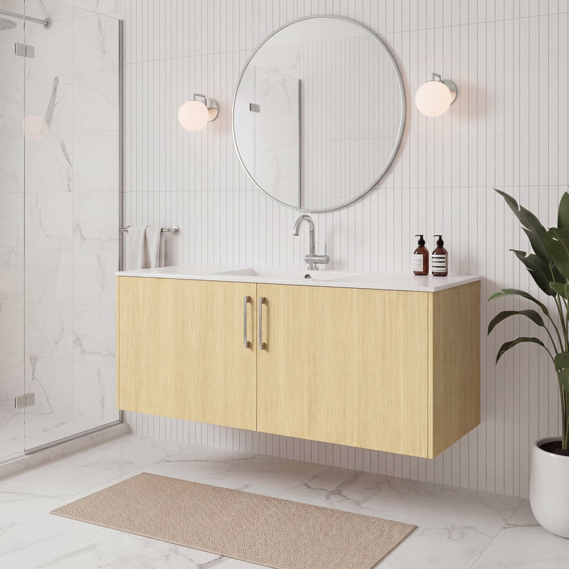 Cutler FV BK LAGO48 Bekka 48" Wall Mount Single Sink Cultured Marble Top Modern Bathroom Vanity - Lago