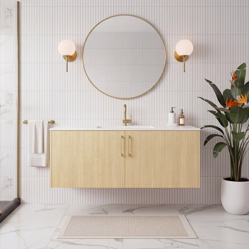 Cutler FV BK LAGO48 Bekka 48" Wall Mount Single Sink Cultured Marble Top Modern Bathroom Vanity - Lago