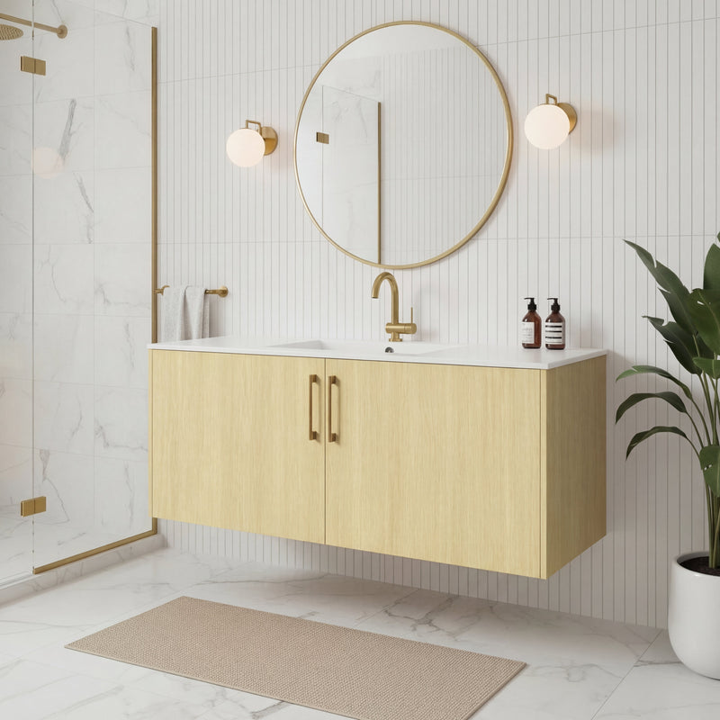 Cutler FV BK LAGO48 Bekka 48" Wall Mount Single Sink Cultured Marble Top Modern Bathroom Vanity - Lago