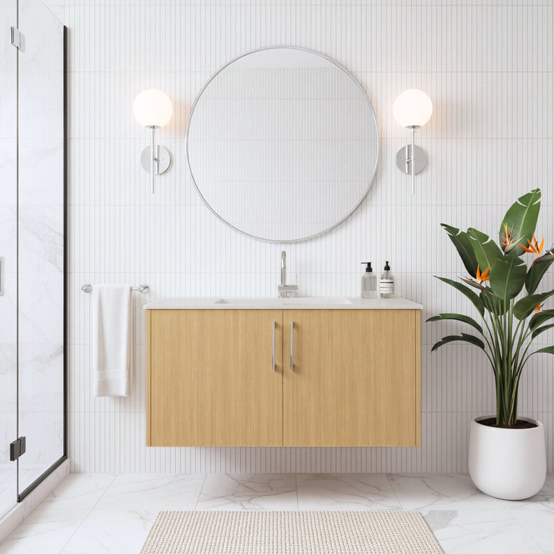 Cutler FV BK NATURA36 Bekka 36" Wall Mount Single Sink Cultured Marble Top Modern Bathroom Vanity - Natura