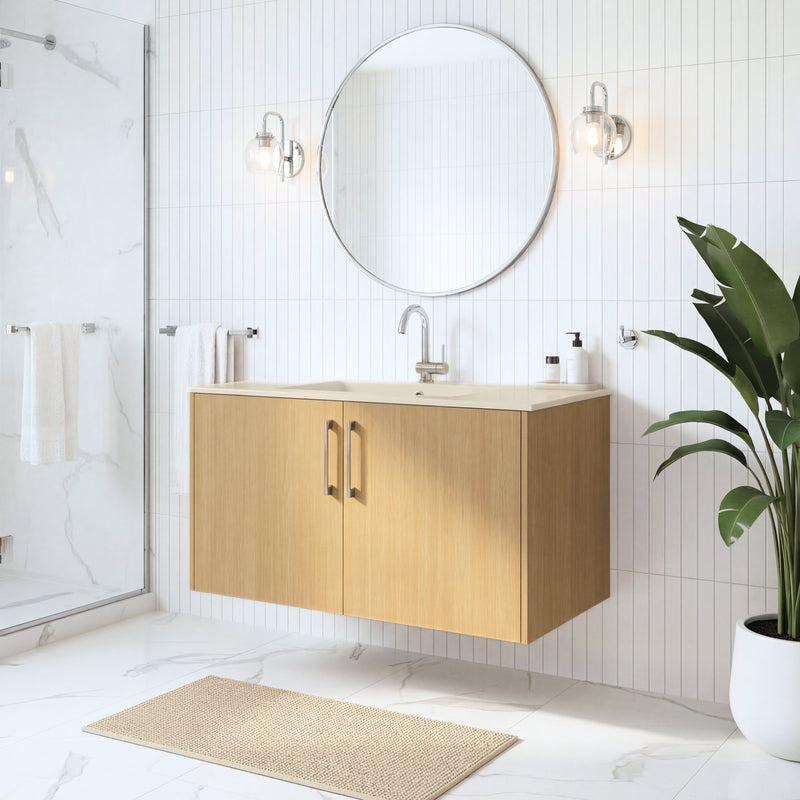 Cutler FV BK NATURA36 Bekka 36" Wall Mount Single Sink Cultured Marble Top Modern Bathroom Vanity - Natura