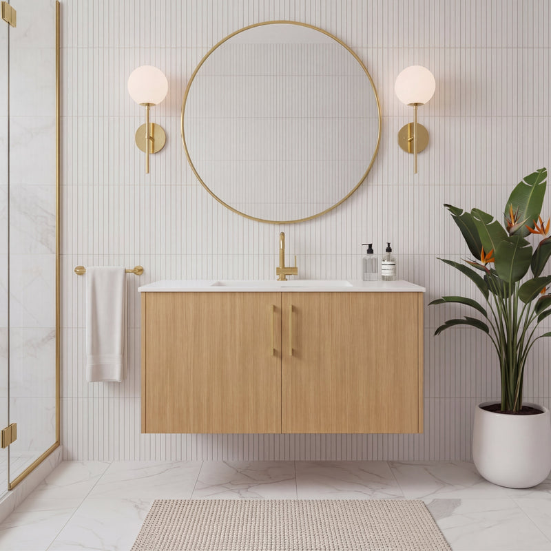 Cutler FV BK NATURA36 Bekka 36" Wall Mount Single Sink Cultured Marble Top Modern Bathroom Vanity - Natura
