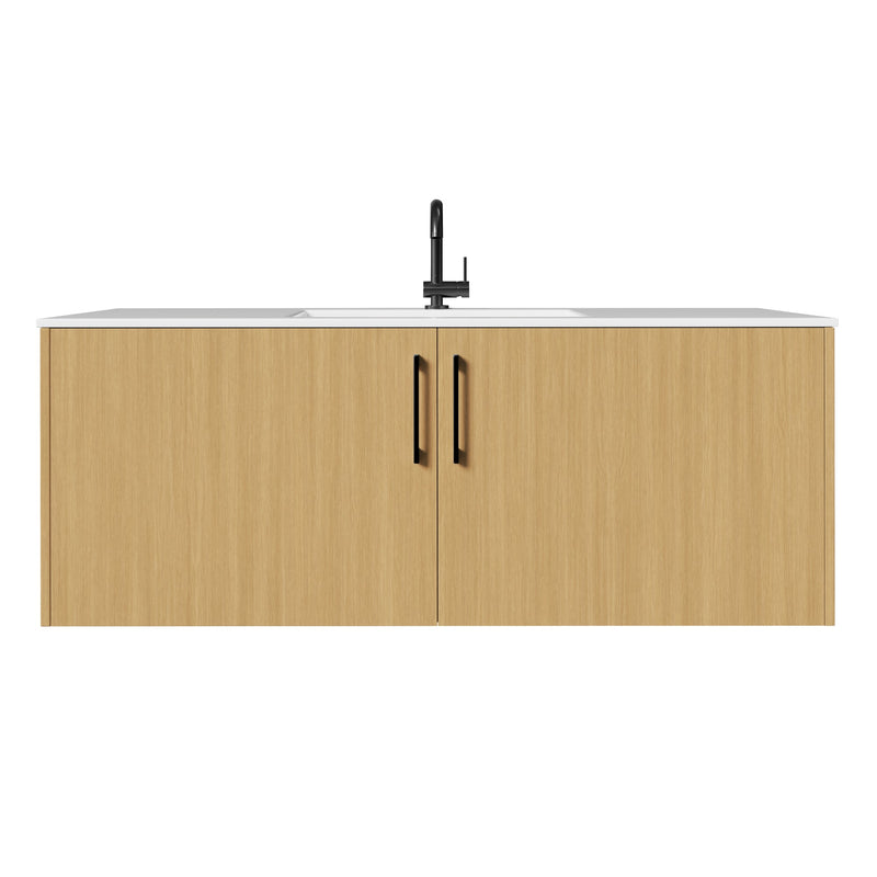 Cutler FV BK NATURA48 Bekka 48" Wall Mount Single Sink Cultured Marble Top Modern Bathroom Vanity - Natura