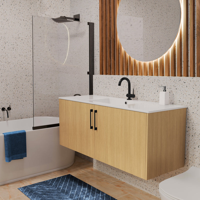 Cutler FV BK NATURA48 Bekka 48" Wall Mount Single Sink Cultured Marble Top Modern Bathroom Vanity - Natura