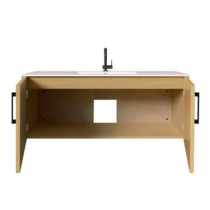 Cutler FV BK NATURA48 Bekka 48" Wall Mount Single Sink Cultured Marble Top Modern Bathroom Vanity - Natura