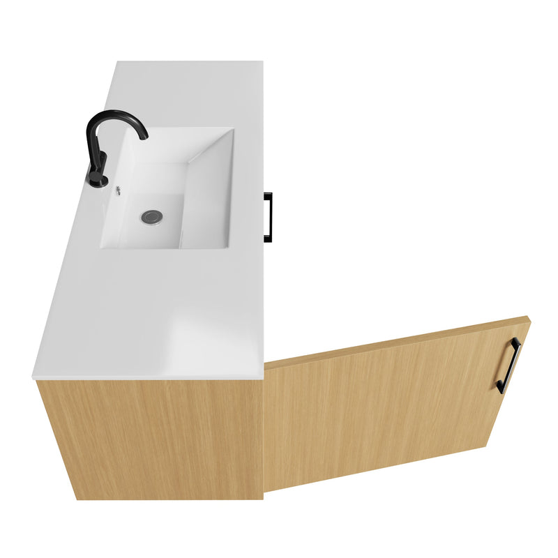 Cutler FV BK NATURA48 Bekka 48" Wall Mount Single Sink Cultured Marble Top Modern Bathroom Vanity - Natura