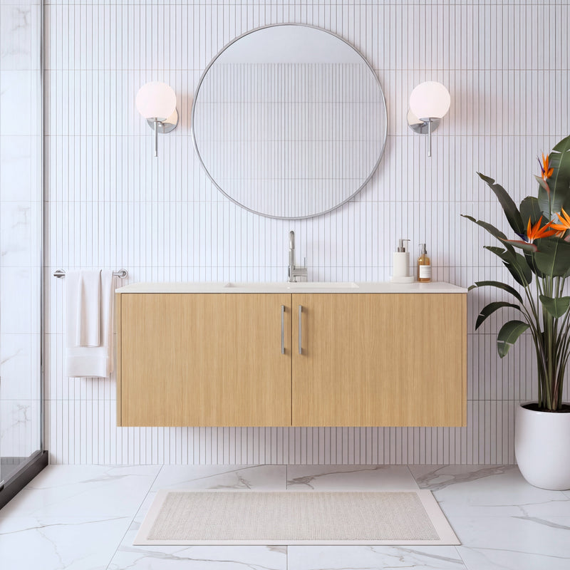 Cutler FV BK NATURA48 Bekka 48" Wall Mount Single Sink Cultured Marble Top Modern Bathroom Vanity - Natura