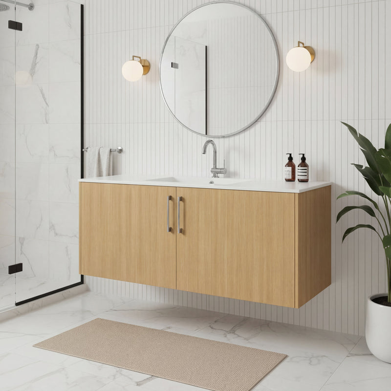 Cutler FV BK NATURA48 Bekka 48" Wall Mount Single Sink Cultured Marble Top Modern Bathroom Vanity - Natura