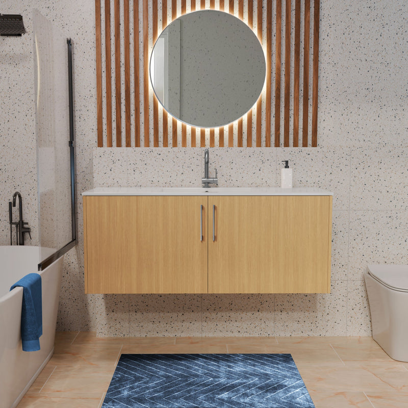 Cutler FV BK NATURA48 Bekka 48" Wall Mount Single Sink Cultured Marble Top Modern Bathroom Vanity - Natura