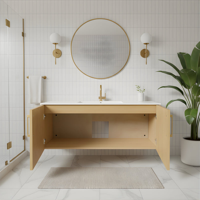 Cutler FV BK NATURA48 Bekka 48" Wall Mount Single Sink Cultured Marble Top Modern Bathroom Vanity - Natura
