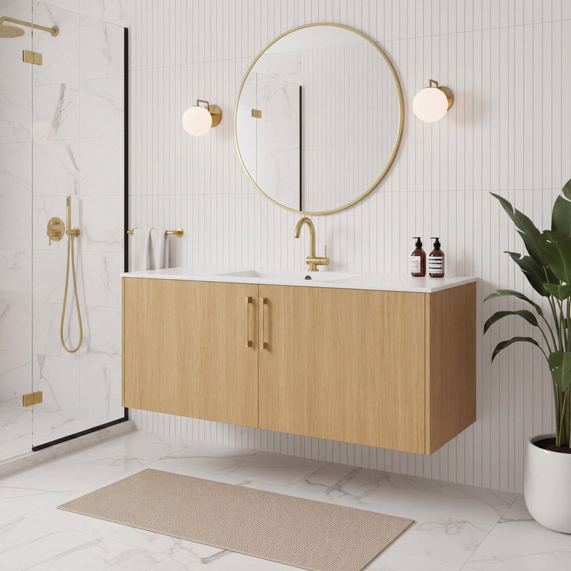 Cutler FV BK NATURA48 Bekka 48" Wall Mount Single Sink Cultured Marble Top Modern Bathroom Vanity - Natura