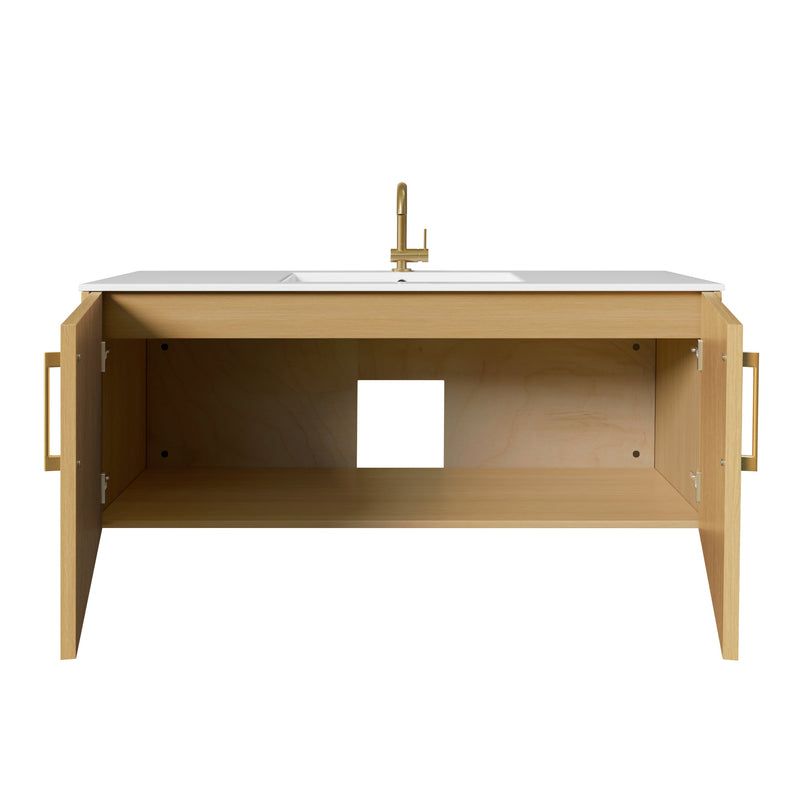Cutler FV BK NATURA48 Bekka 48" Wall Mount Single Sink Cultured Marble Top Modern Bathroom Vanity - Natura