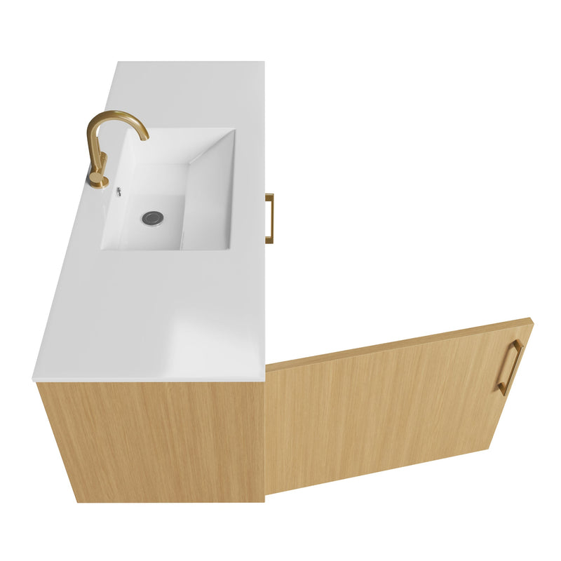 Cutler FV BK NATURA48 Bekka 48" Wall Mount Single Sink Cultured Marble Top Modern Bathroom Vanity - Natura