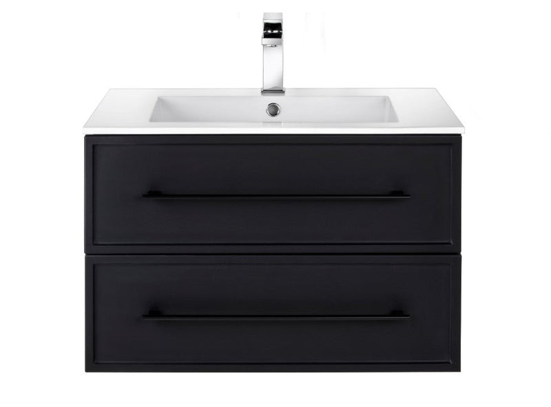Cutler FV BLACK30MS Milano 30" Single Sink Wall Mount Cultured Marble Top Shaker Vanity - Black