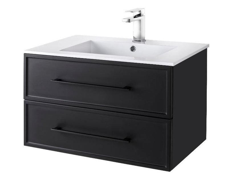 Cutler FV BLACK30MS Milano 30" Single Sink Wall Mount Cultured Marble Top Shaker Vanity - Black
