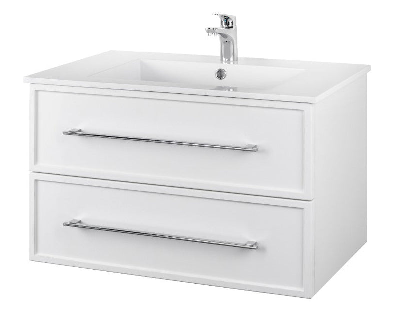Cutler FV WHITE30MS Milano 30" Single Sink Wall Mount Cultured Marble Top Shaker Vanity - White