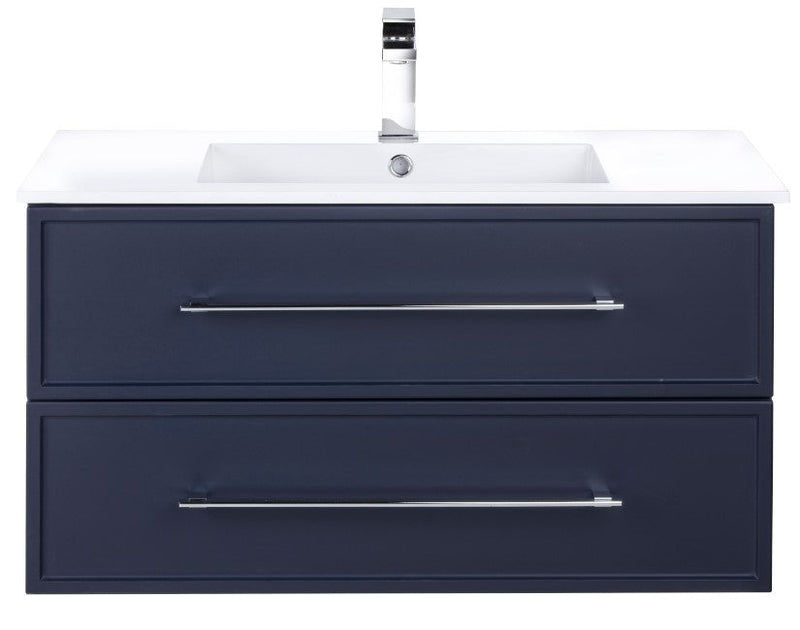Cutler FV BLUE36MS Milano 36" Single Sink Wall Mount Cultured Marble Top Shaker Vanity - Blue