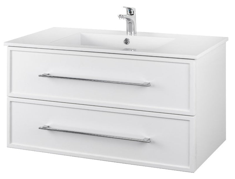 Cutler FV WHITE36MS Milano 36" Single Sink Wall Mount Cultured Marble Top Shaker Vanity - White