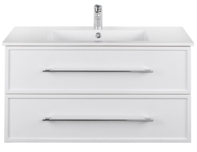 Cutler FV WHITE36MS Milano 36" Single Sink Wall Mount Cultured Marble Top Shaker Vanity - White