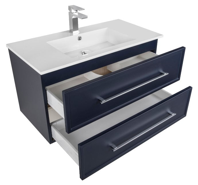 Cutler FV BLUE36MS Milano 36" Single Sink Wall Mount Cultured Marble Top Shaker Vanity - Blue