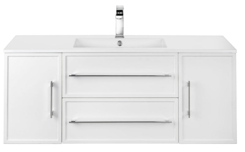 Cutler FV WHITE48MS Milano 48" Single Sink Wall Mount Cultured Marble Top Shaker Vanity - White