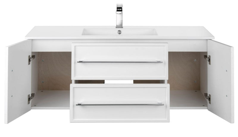 Cutler FV WHITE48MS Milano 48" Single Sink Wall Mount Cultured Marble Top Shaker Vanity - White