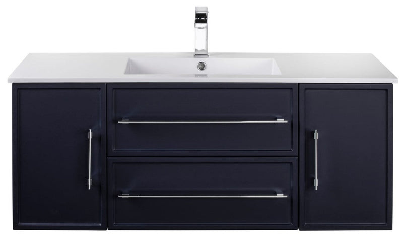 Cutler FV BLUE48MS Milano 48" Single Sink Wall Mount Cultured Marble Top Shaker Vanity - Blue