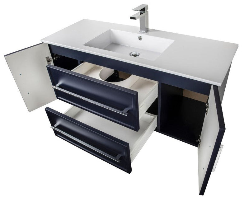 Cutler FV BLUE48MS Milano 48" Single Sink Wall Mount Cultured Marble Top Shaker Vanity - Blue