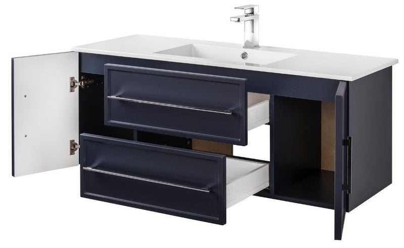 Cutler FV BLUE48MS Milano 48" Single Sink Wall Mount Cultured Marble Top Shaker Vanity - Blue